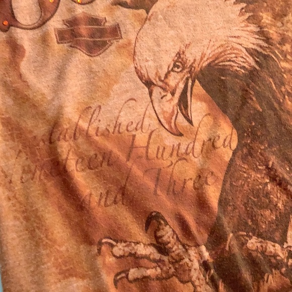 Harley Davidson Flying Eagle Crystal embellished SS t shirt size Medium - Picture 8 of 11